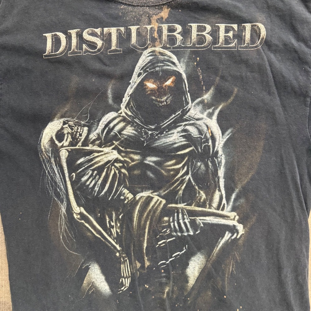 Disturbed‎ Band Shirt Mens Large Black Graphic Tee The Guy Skeleton Heavy Metal - Picture 3 of 4